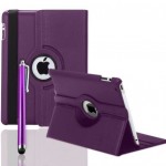 SMARTPHONEZ_UK Étui en cuir pivotant à 360° + film protecteur d'écran pour Apple iPad 2/3/4 violet